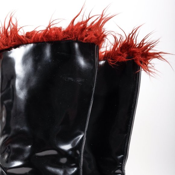 Marni Faux-Fur Trimmed Black Patent Leather Boots - Picture 8 of 10